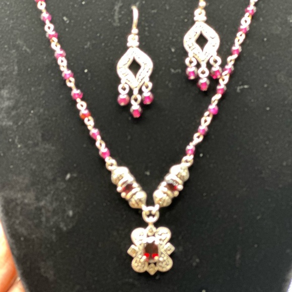 Vintage Garnet Set 925 Thailand and Spinel - Picture 4 of 8